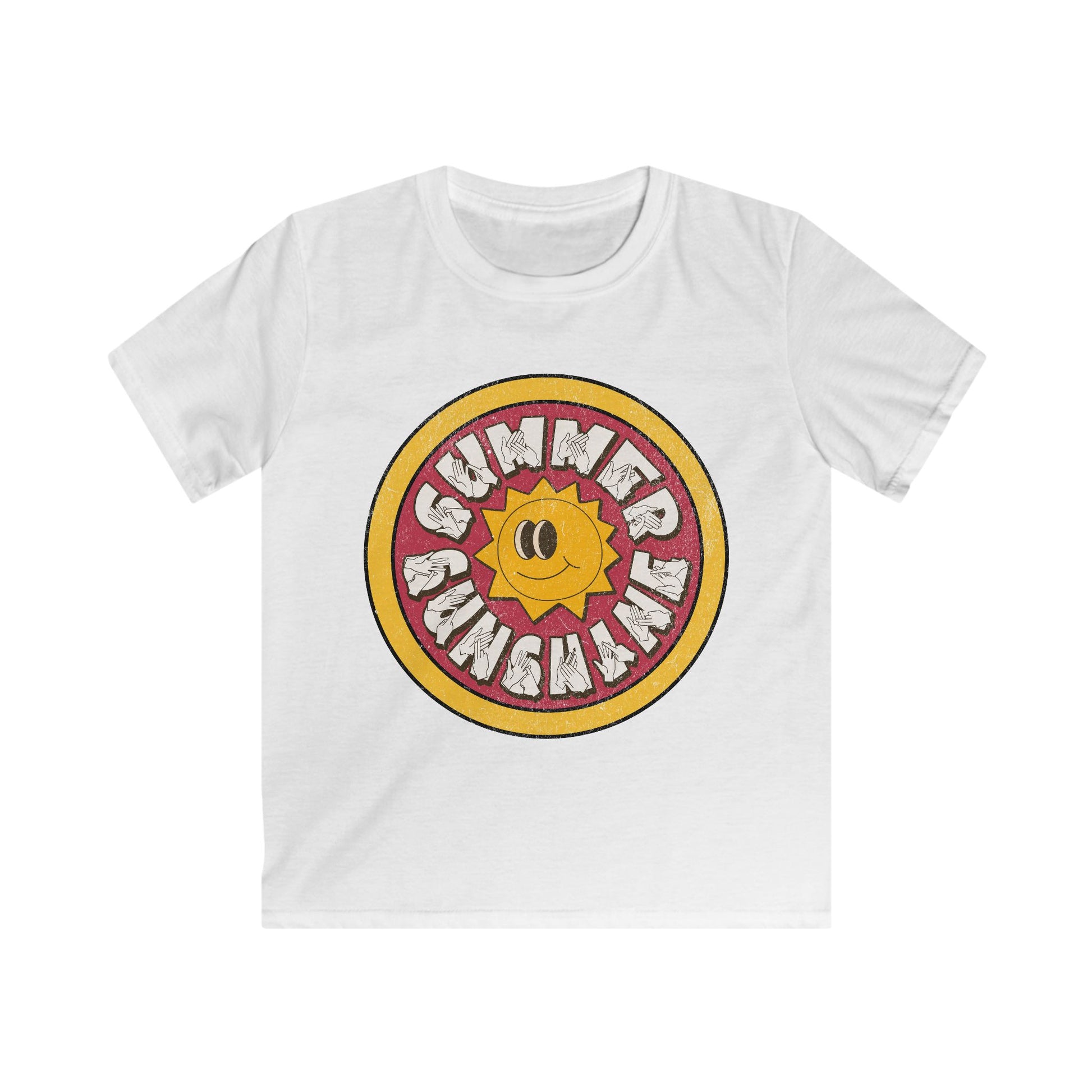 Summer Sunshine - BSL Fingerspelling with Text - Kids T-Shirt
