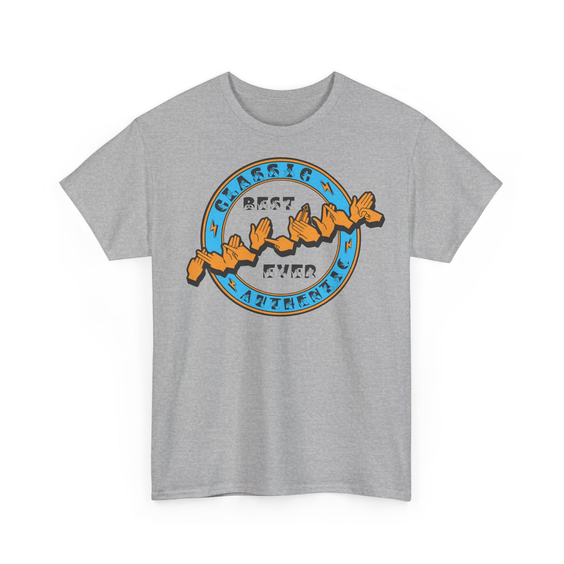 Sport grey T-shirt with ‘Best Father Ever’ in BSL fingerspelling and text on the front
