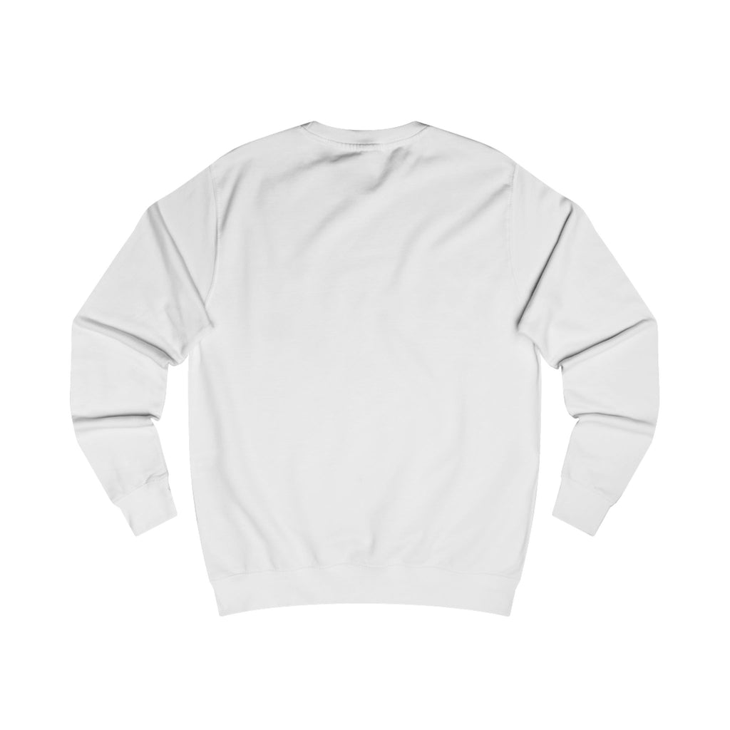 Back view of a arctic white sweatshirt with BSL Alphabet - Black Fingerspelling