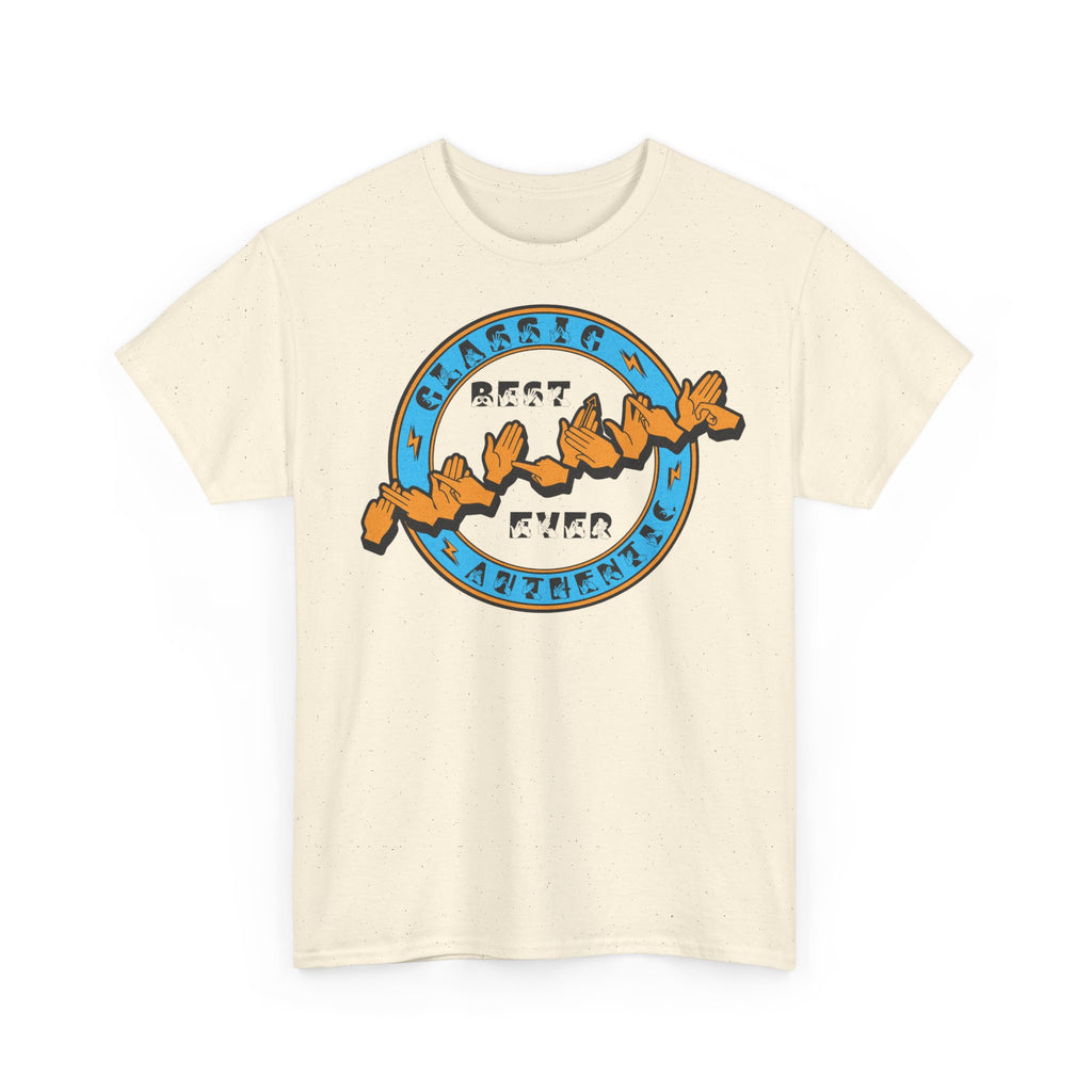 Natural T-shirt with ‘Best Father Ever’ in BSL fingerspelling and text on the front
