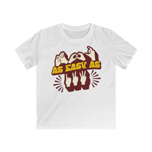 White T-Shirt with ‘ABC As Easy As 123’ in BSL fingerspelling and text 