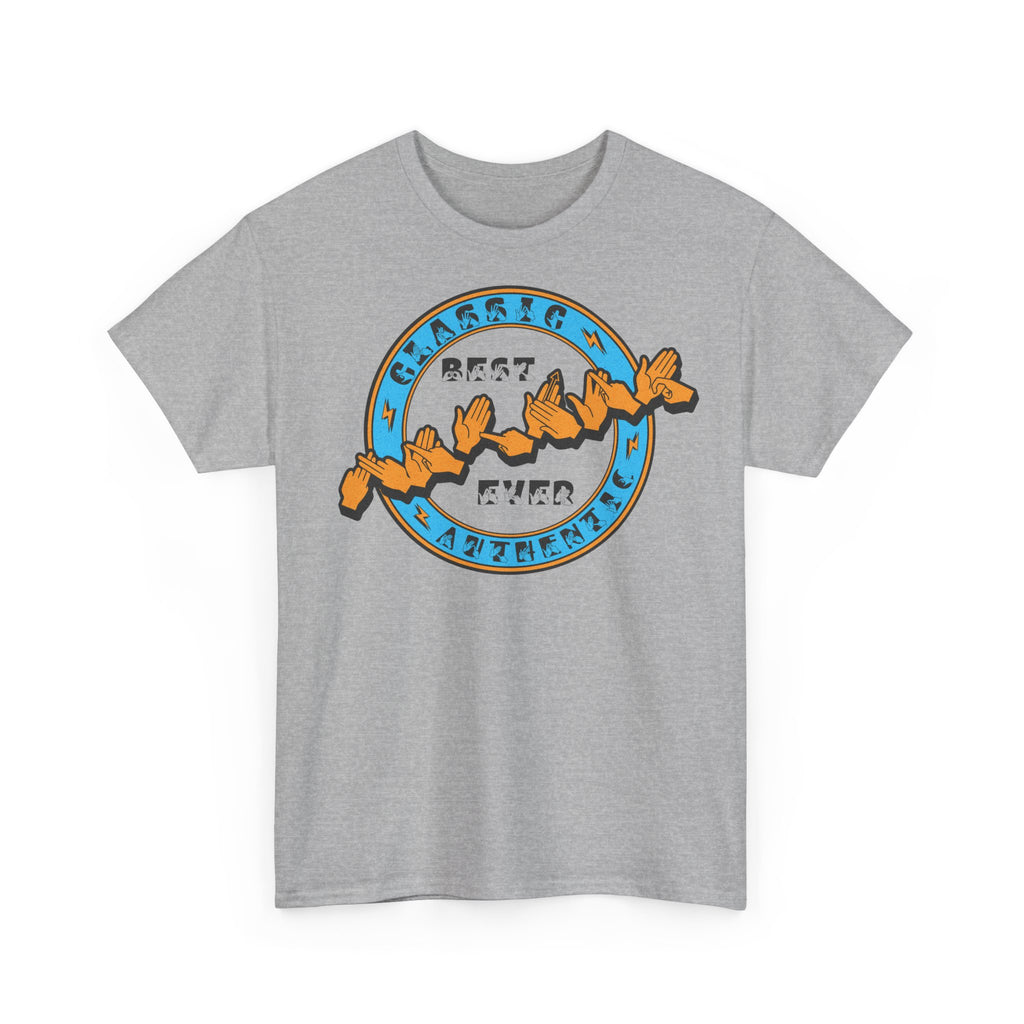 Sport grey T-shirt with ‘Best Father Ever’ in BSL fingerspelling and text on the front