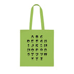 Lime Tote Bag with BSL Alphabet - Black Fingerspelling & Text