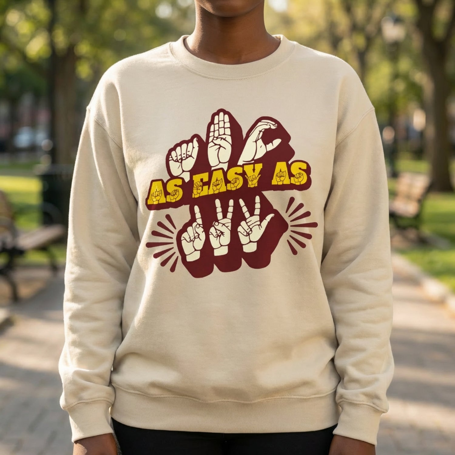 ABC As Easy As 123 - ASL Fingerspelling & Text - Sweatshirt