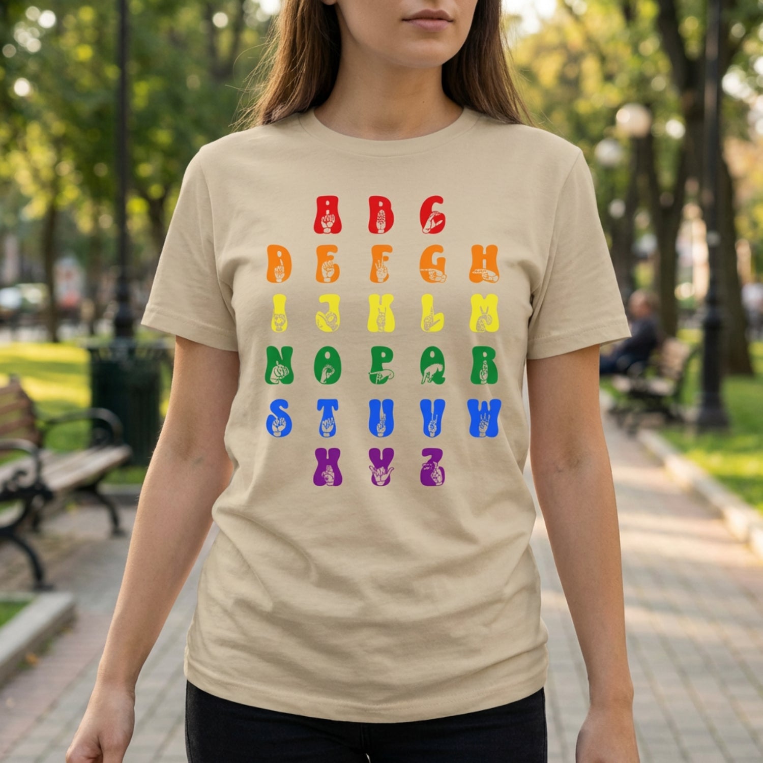 ASL Alphabet - Pride Fingerspelling & Text - Softstyle T-Shirt