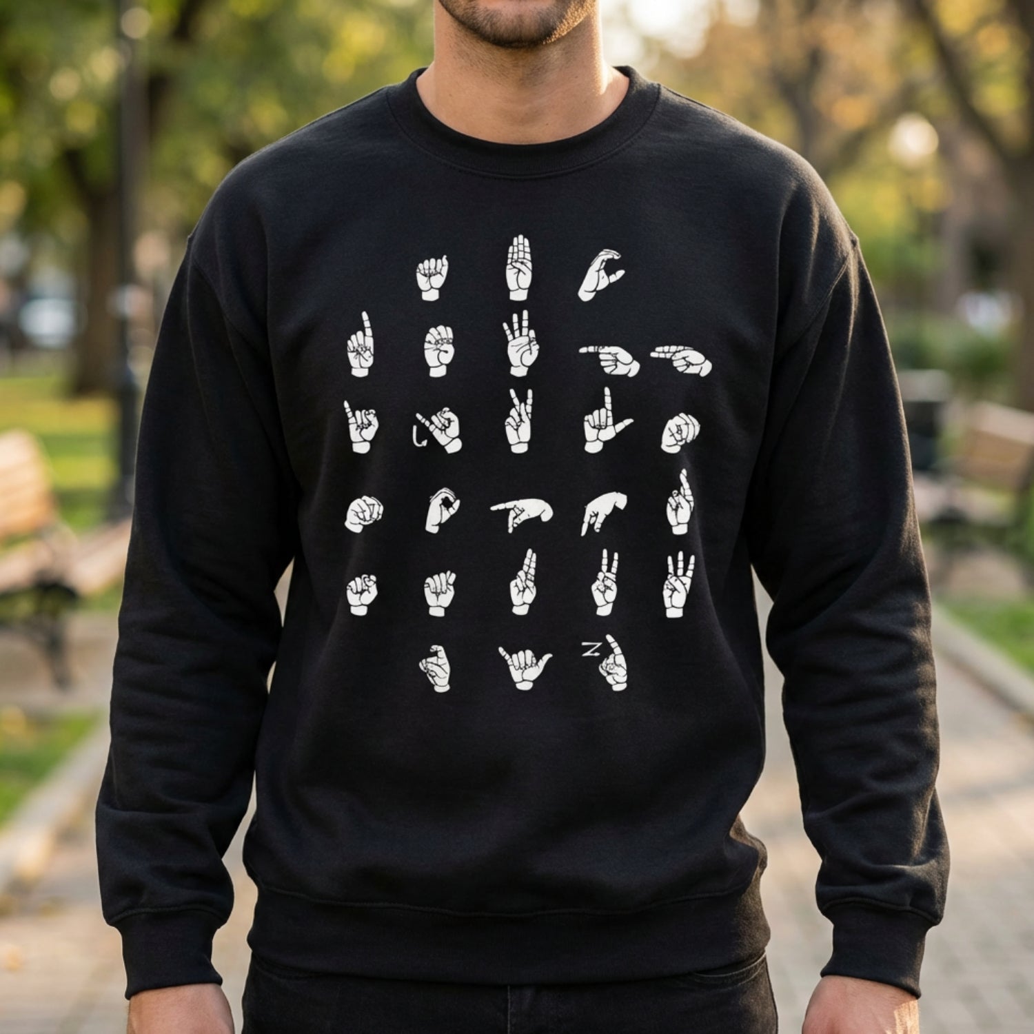 ASL Alphabet - White Fingerspelling - Sweatshirt