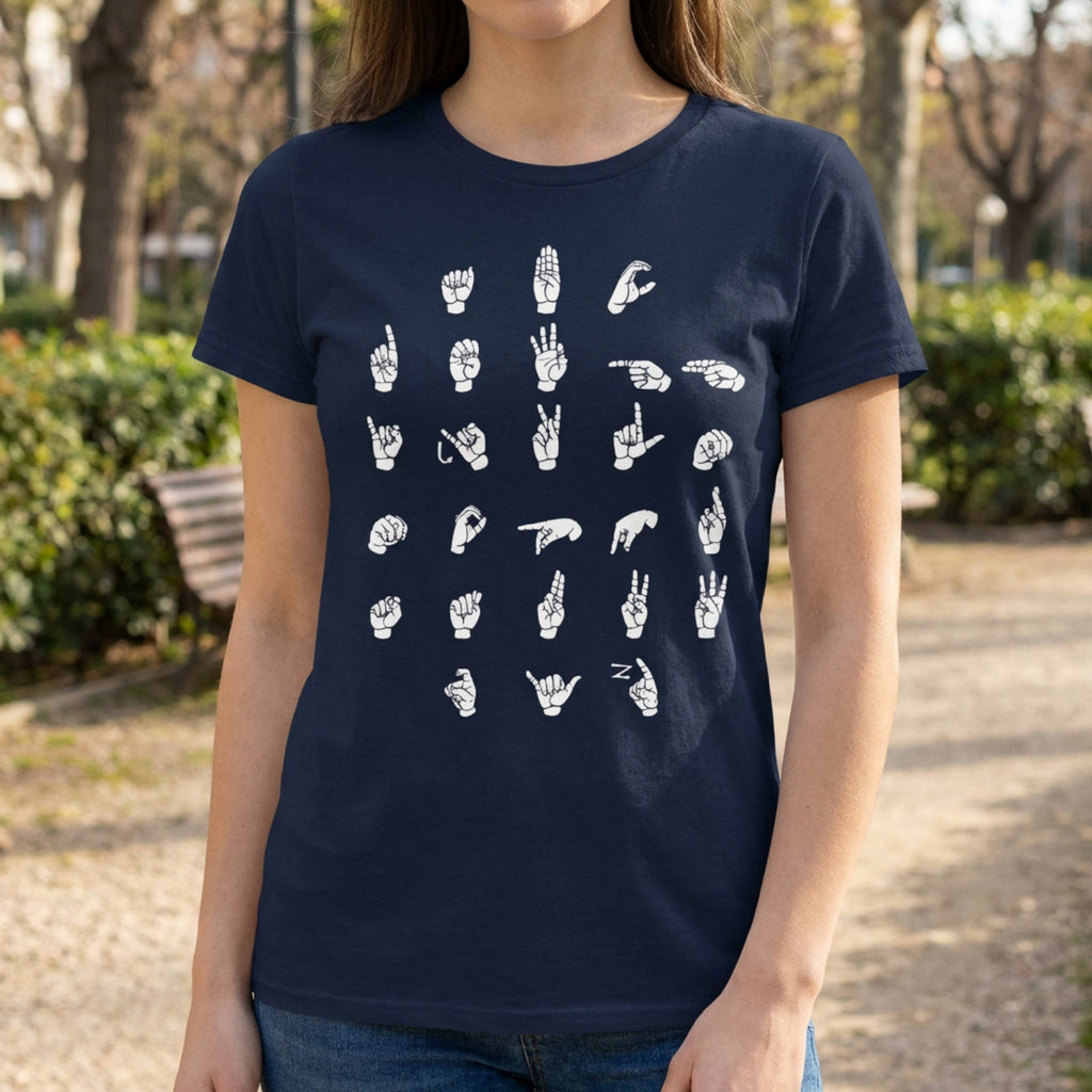 ASL Alphabet - White Fingerspelling - Softstyle T-Shirt