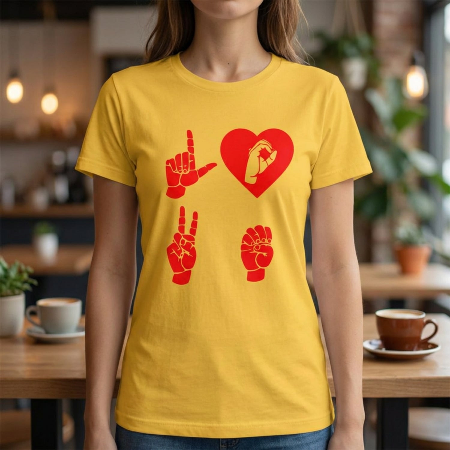 ASL Love - Red Fingerspelling - Softstyle T-Shirt