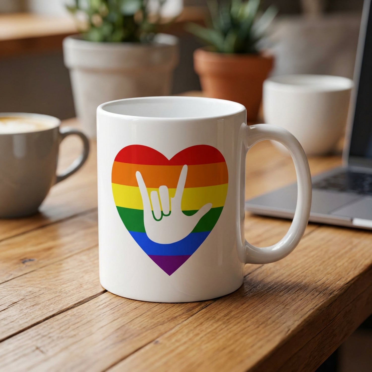 ASL “I Love You” Pride Heart Mug
