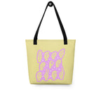 Front view of a Tote Bag with a black handle showing a Best Mom Ever ASL fingerspelling design