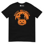 Black Happy Halloween pumpkin haunted house t-shirt with ASL design