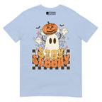 Light blue Stay Spooky ghost pumpkin Halloween t-shirt with ASL design