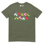 Military green coloured Merry Christmas t-shirt with snowflakes and BSL design.