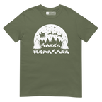 Military green coloured Santa's sleigh t-shirt with BSL design.