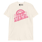 Natural T-shirt with ‘Best Mama’ shown in ASL fingerspelling and text, with rainbow, stars, and floral accents