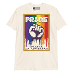 Natural t-shirt with pride solidarity design with BSL fingerspelling font