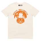 Natural Happy Halloween pumpkin haunted house t-shirt with ASL design