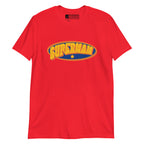 Red coloured T-Shirt showing a Supermam BSL design