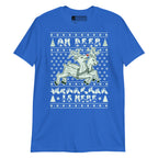 Royal coloured Oh Deer Christmas Is Here t-shirt with reindeers, snowflakes and BSL design.
