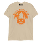 Sand Happy Halloween pumpkin haunted house t-shirt with BSL design.