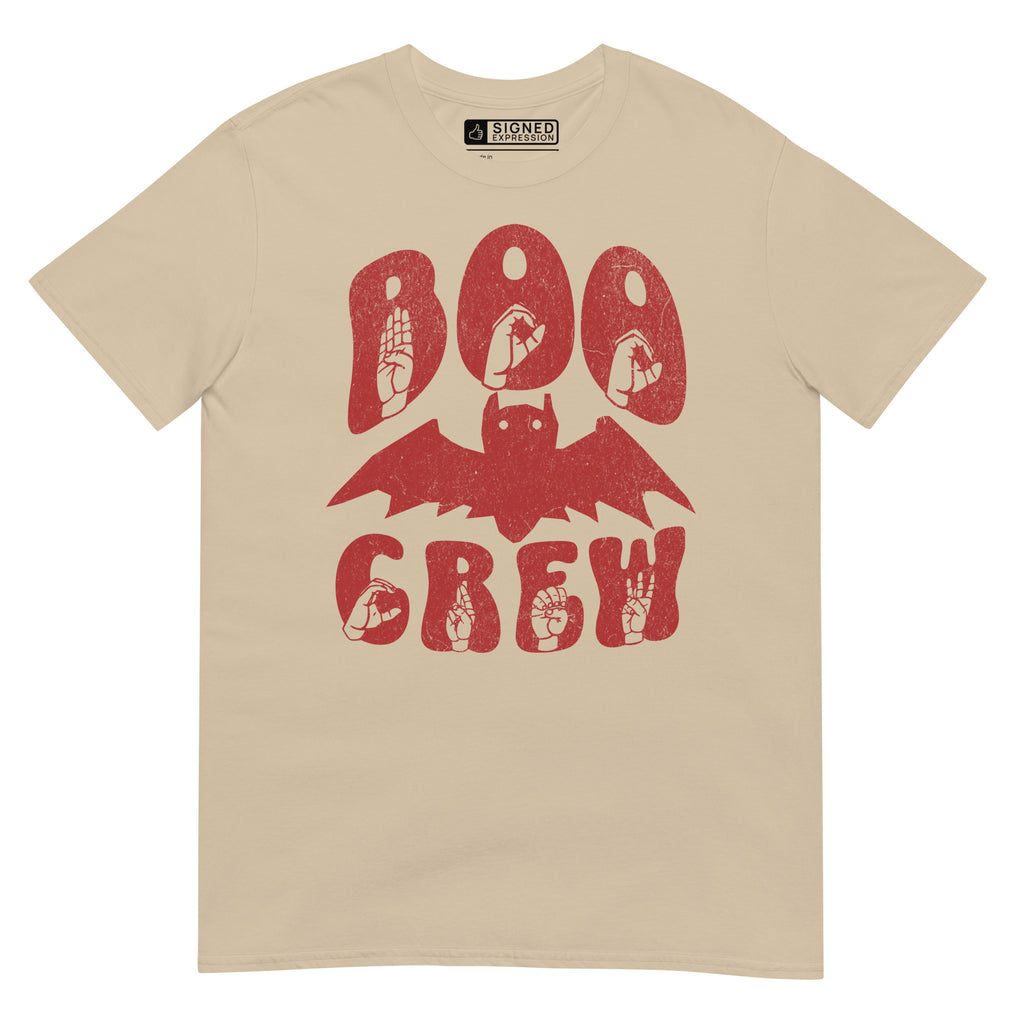Sand Boo Crew bat Halloween t-shirt with ASL design.