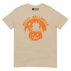 Sand Happy Halloween pumpkin haunted house t-shirt with ASL design