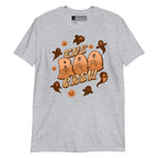 Sport grey Boo Crew Halloween t-shirt with pumpkins, ghosts, and BSL design.