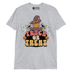 Sport grey coloured Halloween scarecrow trick or treat t-shirt with BSL design.