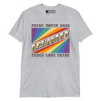 Sport grey t-shirt with pride rainbow spectrum of colours with the word Equality through the centre in ASL fingerspelling font