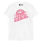 White T-shirt with ‘Best Mama’ shown in ASL fingerspelling and text, with rainbow, stars, and floral accents