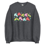 Dark heather coloured Merry Christmas sweatshirt with snowflakes and BSL design.