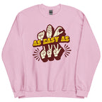 Light pink sweatshirt with ‘ABC As Easy As 123’ in ASL fingerspelling and text characters