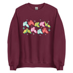 Maroon coloured Merry Christmas sweatshirt with snowflakes and BSL design.