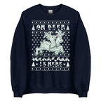 Navy coloured Oh Deer Christmas Is Here sweatshirt with reindeers, snowflakes and BSL design.