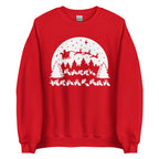 Red coloured Merry Christmas sweatshirt with Santa on his sleigh and BSL design.