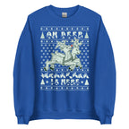Royal coloured Oh Deer Christmas Is Here sweatshirt with reindeers, snowflakes and BSL design.