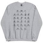 Front view of a sport grey sweatshirt with BSL Alphabet - Black Fingerspelling