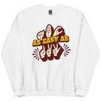 White sweatshirt with ‘ABC As Easy As 123’ in ASL fingerspelling and text characters
