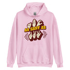 Light pink hoodie with ‘ABC As Easy As 123’ in ASL fingerspelling and text characters