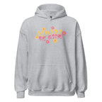 Front view of a sport grey hoodie with the phrase Always Be Kind in BSL fingerspelling and text combined with floral design