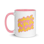 White and pink mug with the handle on the left showing a Best Mom Ever BSL design