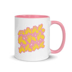 White and pink mug with the handle on the right showing a Best Mom Ever BSL design