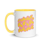 White and yellow mug with the handle on the left showing a Best Mum Ever BSL design