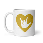 ASL “I Love You” Gold Heart Mug