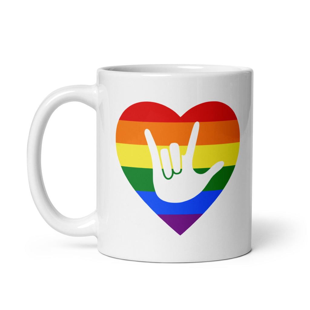 ASL “I Love You” Pride Heart Mug