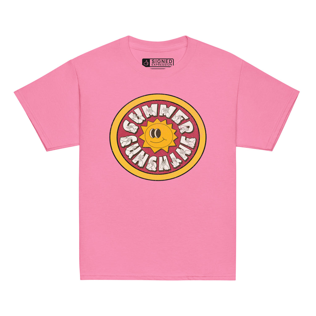 Azalea t-shirt with a sun graphic and 'Summer Sunshine' text