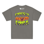 Charcoal coloured kids pumpkin power Halloween t-shirt with BSL design.