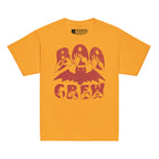Gold coloured kids Boo Crew bat Halloween t-shirt with BSL design.