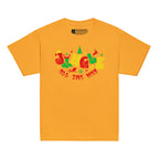 Gold coloured Jingle All The Way kids t-shirt with BSL design.
