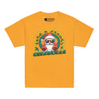 Gold coloured Have A Groovy Christmas kids t-shirt with BSL design.